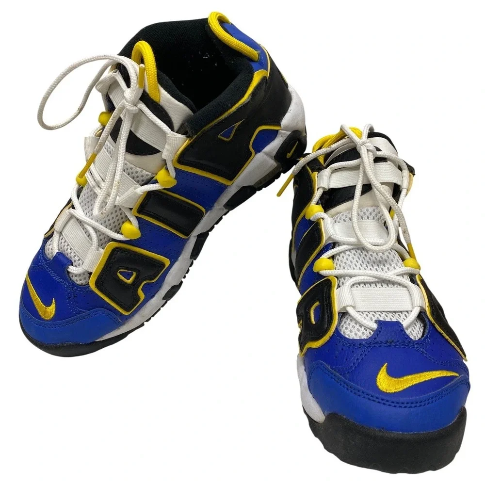 Nike Air More Uptempo Basketball Shoes‎ Blue Yellow Black Retro Youth 5.5Y